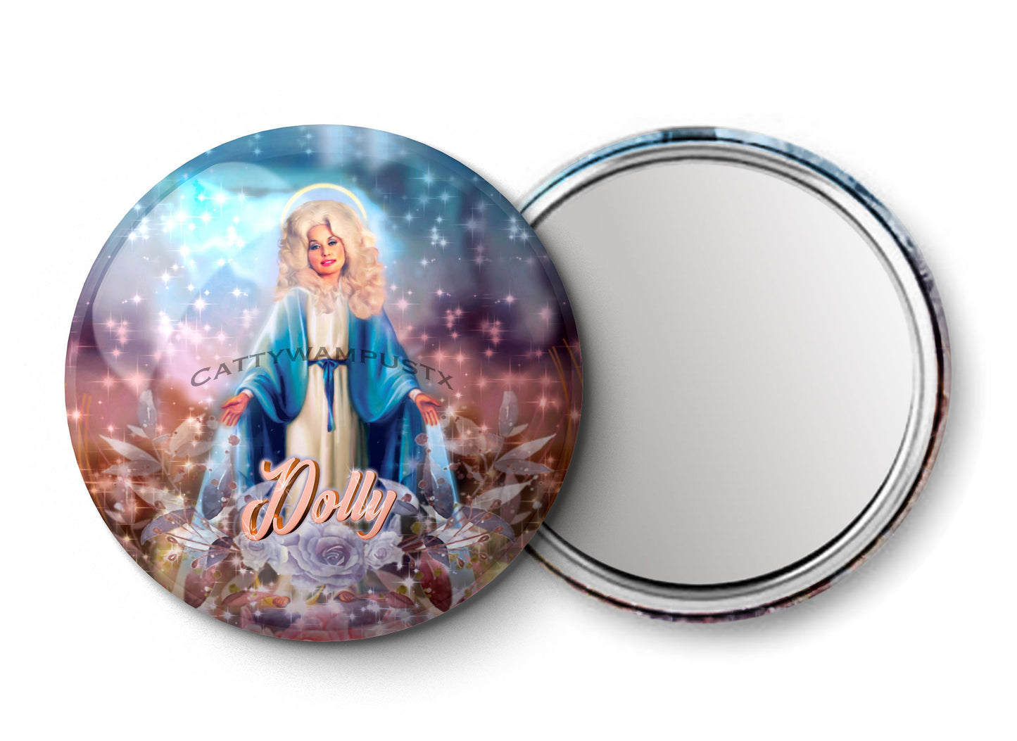 Saint Dolly - Pocket Mirror, Magnet, and or  Pin Back Button