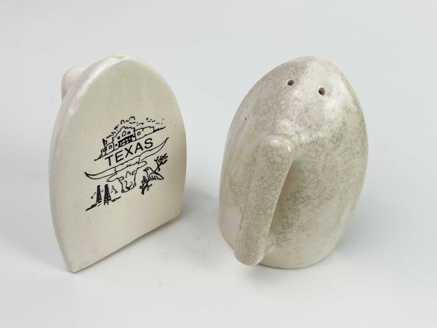 Vintage Texas Iron Alamo Ceramic Salt Pepper Shakers