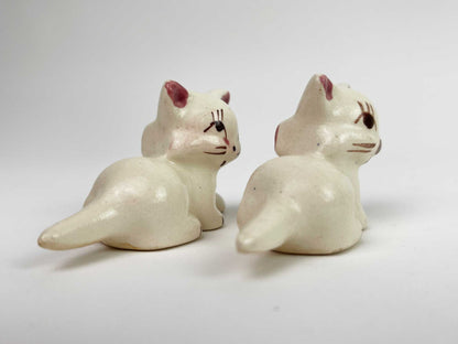 Vintage Kitten Figurines | Set of 2 |  Hand Painted Glazed Ceramic | Mid Century | Collectable