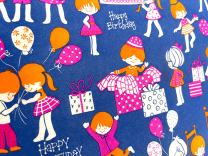 Vintage Wrapping Paper | Happy Birthday, Retro | 18 x 28 Sheets Cut from the Roll / Individual or Whole Pieces | Vintage Scrap Booking Paper