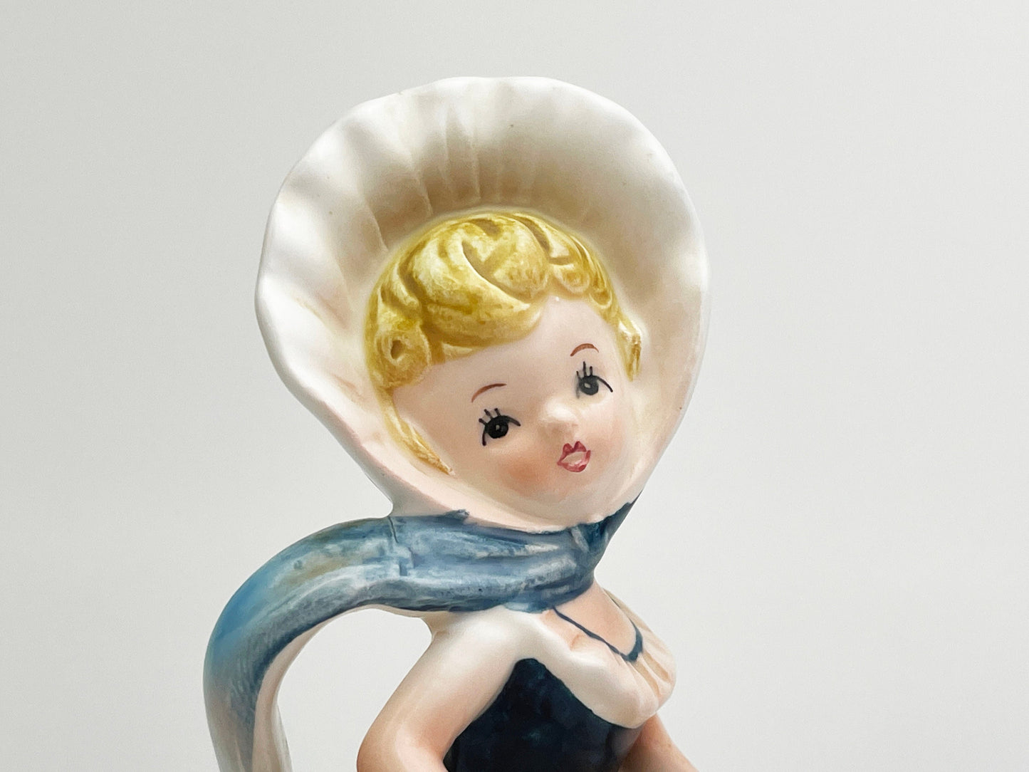 Vintage Planter | Southern Bell - Girl In Bonnet Wearing Blue Dress Ceramic Figurine | Planters Sculpture, Japan | Napco, Kitschy Flower Pot