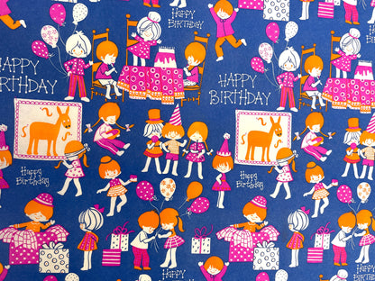Vintage Wrapping Paper | Happy Birthday, Retro | 18 x 28 Sheets Cut from the Roll / Individual or Whole Pieces | Vintage Scrap Booking Paper