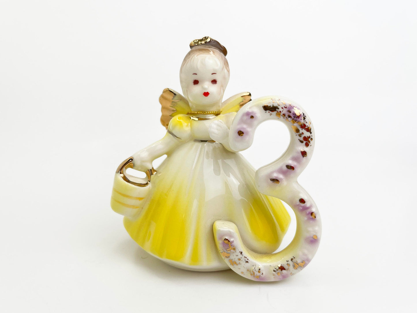 Josef Originals Yellow Birthday Angel Age 3 | 3rd Year | Ceramic Figurine | 3 year old Birthday Gift | Collectable