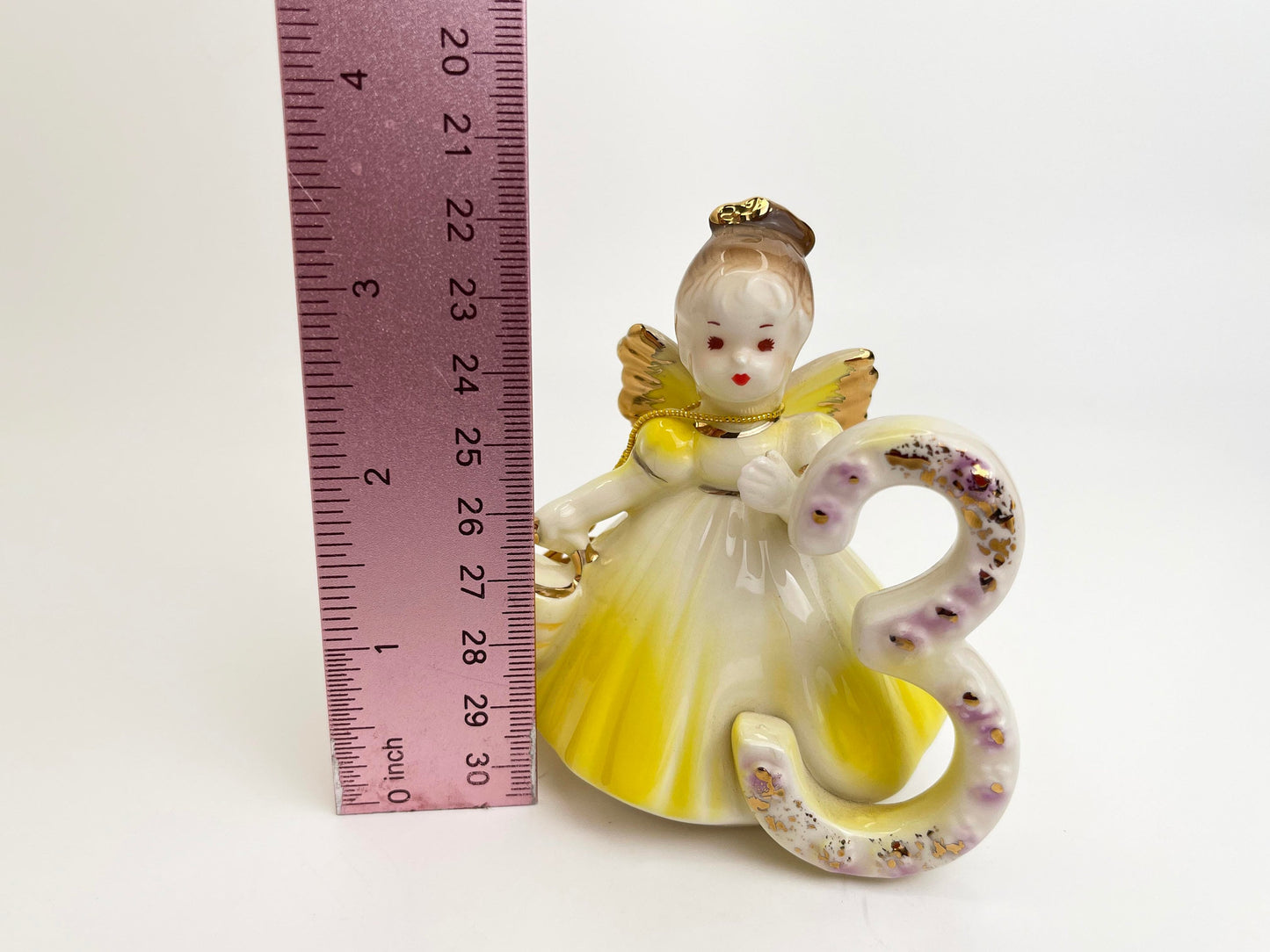 Josef Originals Yellow Birthday Angel Age 3 | 3rd Year | Ceramic Figurine | 3 year old Birthday Gift | Collectable