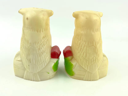 Vintage anthropomorphic Owl salt and pepper shakers set of 2 Kitschy kitchen decor mid-century retro Plastic Owls kawaii whimsical critters