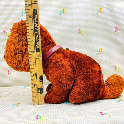 Vintage Stuffed Brown Puppy Dog w/long ears and button eyes Mid Century Retro Plush Dogs