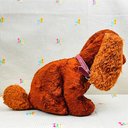 Vintage Stuffed Brown Puppy Dog w/long ears and button eyes Mid Century Retro Plush Dogs